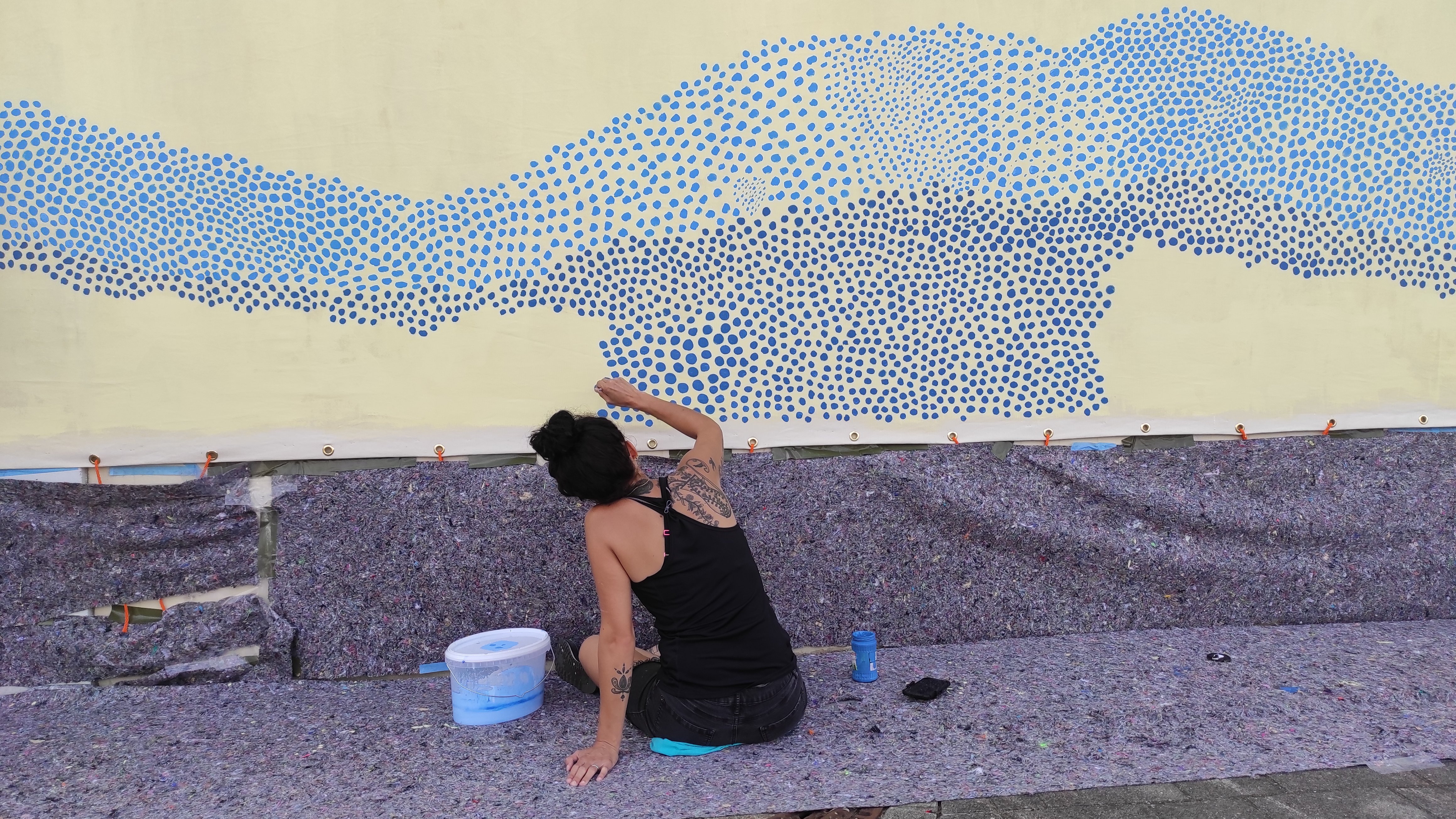 project: wesea  Seefischmarkt Kiel 2021 300x1500cm  acrylic on cotton canvas 